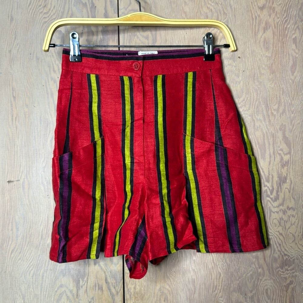 Vintage NWT Umberto Ginocchietti Red And Green Striped Shorts
